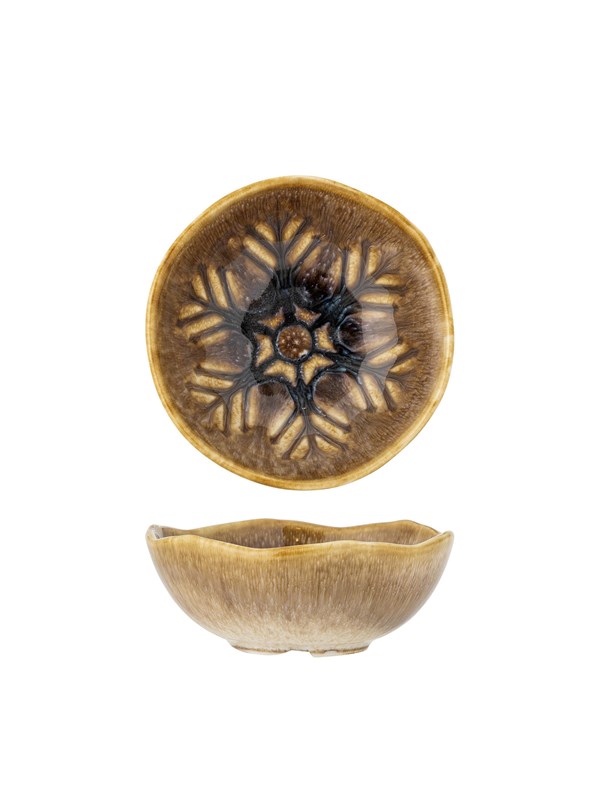 Bloomingville - Acco Skål, Brun, Stentøj, D12xH4,5 cm