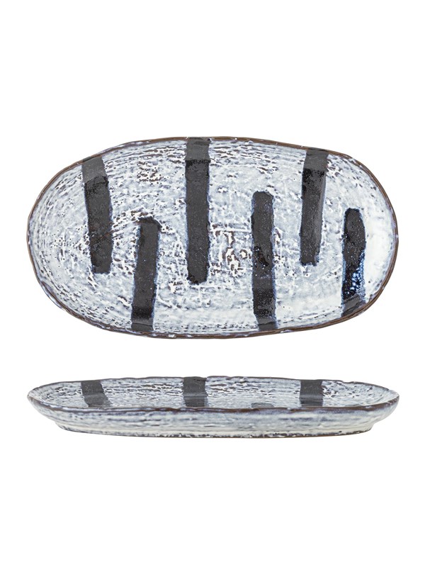 Bloomingville - Ever Tallerken, Sort, Stentøj, L24,5xH2,5xW13,5 cm