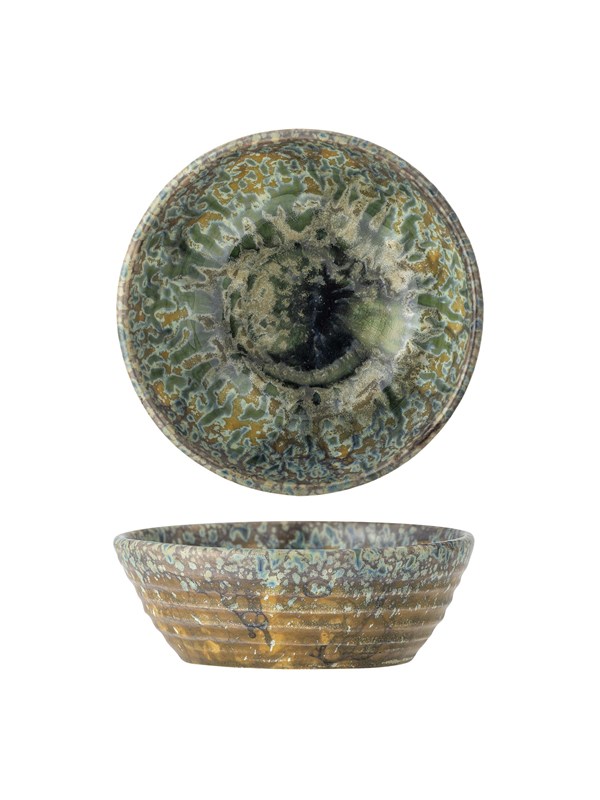 Bloomingville - Milani Skål, Grøn, Stentøj, D14,5xH5 cm