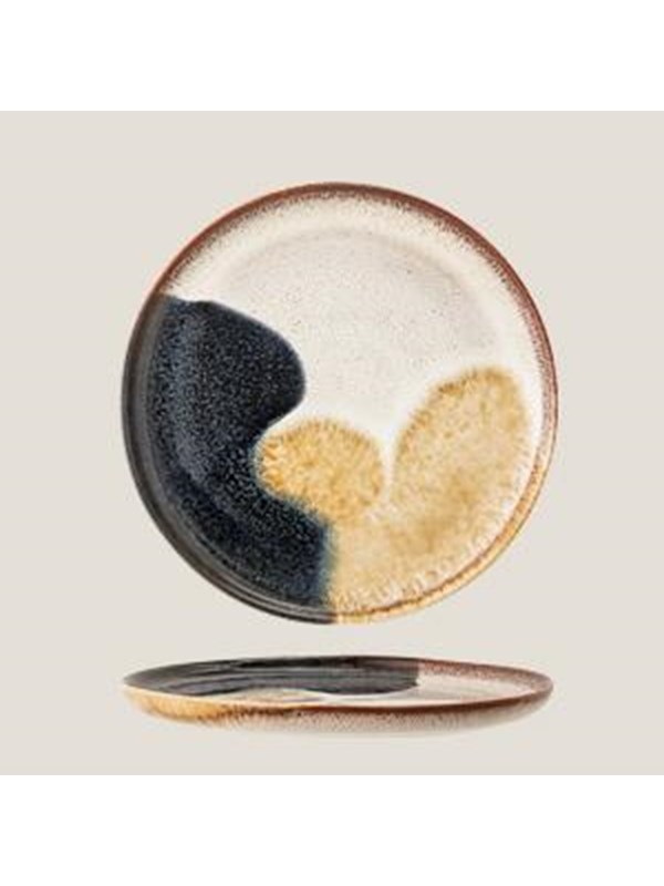Tallerken Bloomingville Jules håndlavet stentøj med flerfarvet glasur Ø22 cm multi mikroovn- og opvaskemaskinesikker
