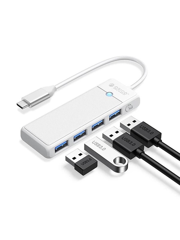 ORICO PAPW4A-C3 USB Hub 4-port 4x USB-A 3.0 1.8 m - white USB hub - USB 3.0 - 4 ports - Hvid