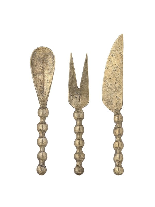Bloomingville - Haolin Ostesæt, Brass, Metal, F:L14,5xW2,5/S:L15xW3/K:16,5x W2,5 cm, Set of 3