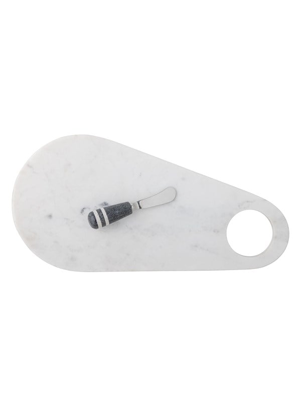 Bloomingville - Abrielle Serveringsbræt med kniv, Hvid, Marmor, L42xH1,5xW20 cm, Set of 2