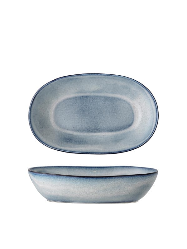 Bloomingville - Sandrine Skål, Blå, Stentøj - L32 Ã H7,5 Ã B20 cm