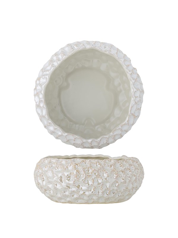 Bloomingville - Lowen Skål, Hvid, Stentøj - Ø24 Ã H10,5 cm
