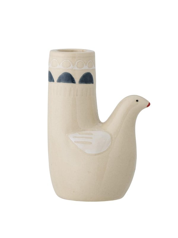 Bloomingville - Trudy Lysestage, Hvid, Stentøj - L9 Ã H12,5 Ã B6 cm