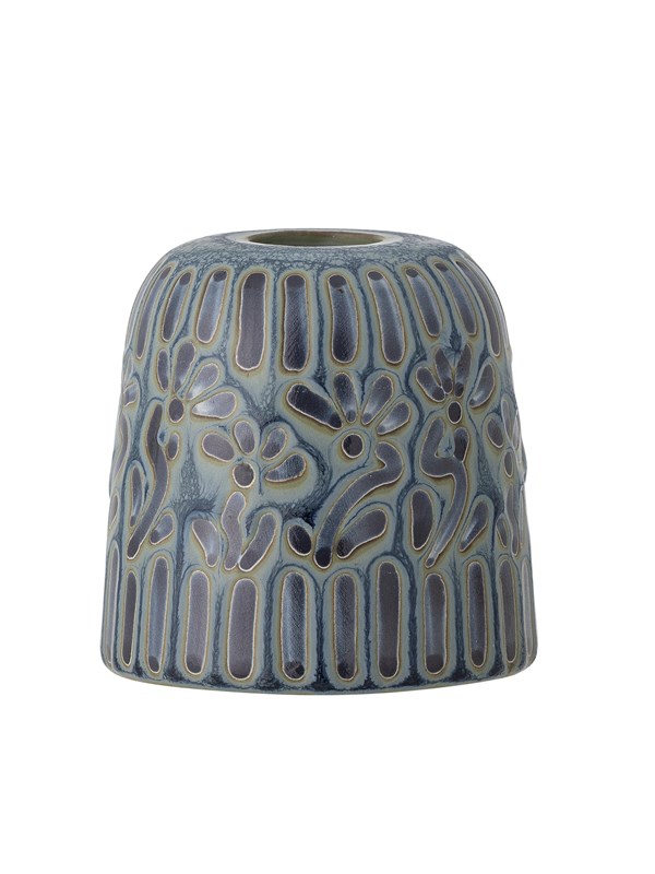 Bloomingville - Samsin Lysestage, Blå, Stentøj, D7,5xH7,5 cm