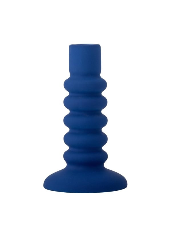 Bloomingville - Thorne Lysestage, Blå, Stentøj, D11xH18,5 cm