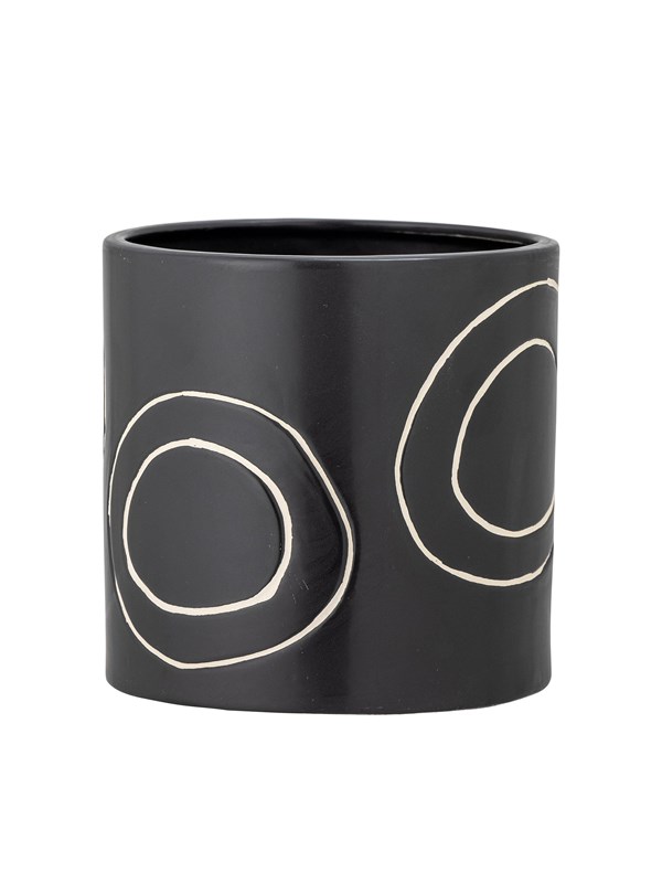 Bloomingville - Troy Urtepotteskjuler, Sort, Stentøj, D14xH14 cm