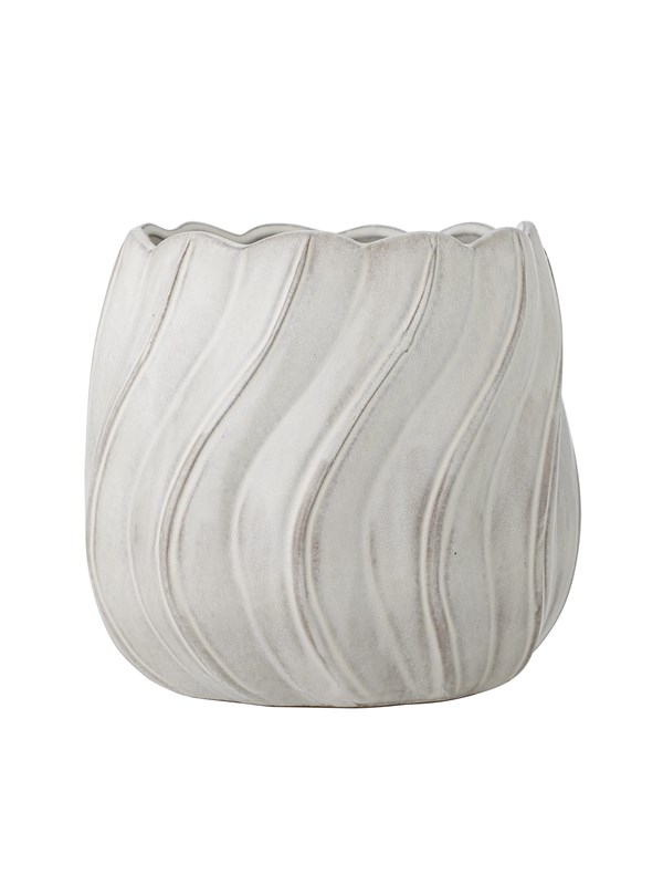 Bloomingville - Isidora Urtepotteskjuler, Hvid, Stentøj, D20xH19,5 cm