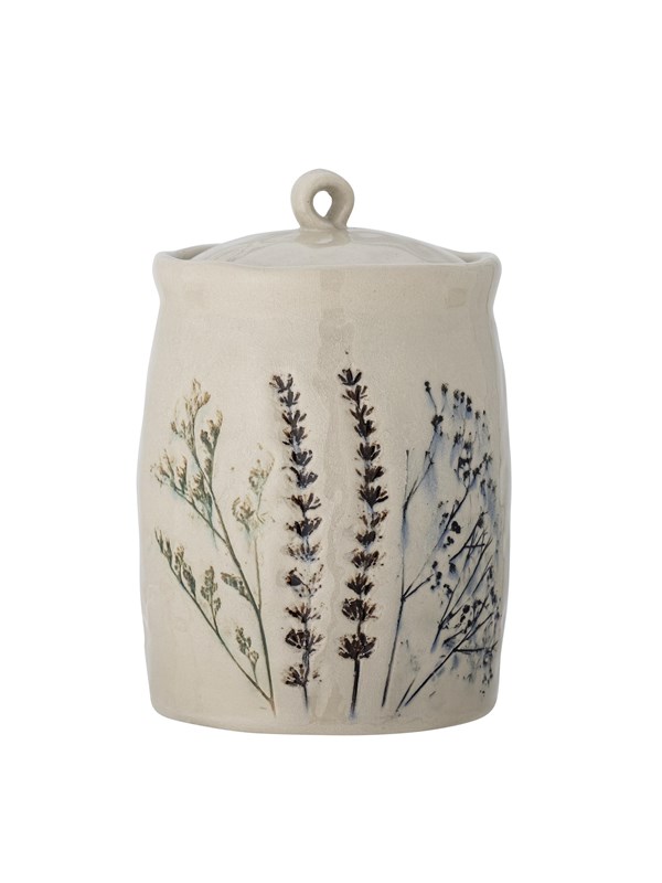 Bloomingville - Bea Krukke m/låg, Natur, Stentøj - Ø12 Ã H20,5 cm