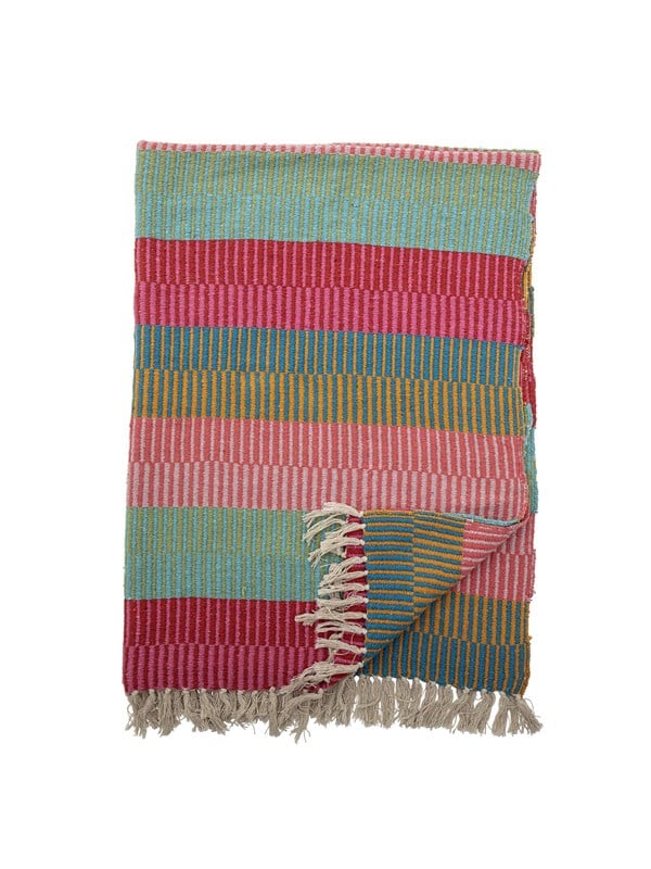 Plaid Creative Collection Isnel genbrugt bomuld 130 x 160 cm grøn multifarvet hyggetæppe