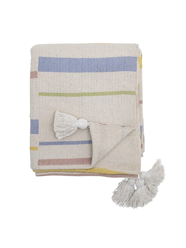 Bloomingville - Pontino Plaid, Natur, Genanvendt Bomuld, L160xW130 cm
