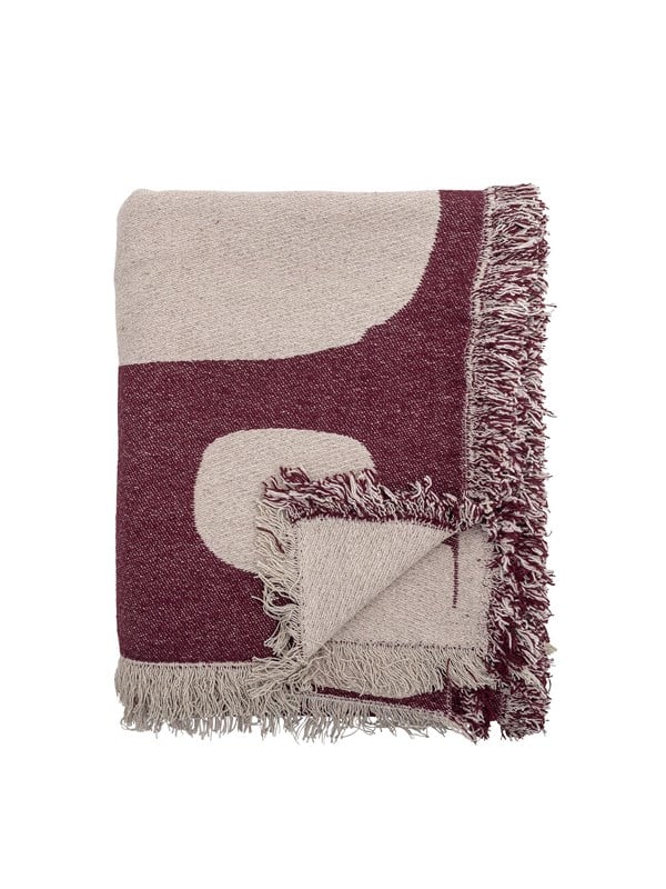 Bloomingville - Olica Plaid, Rød, Genanvendt Bomuld, L160xW130 cm