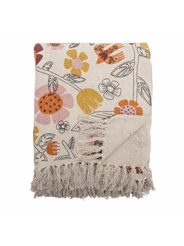 Bloomingville - Vivielle Plaid, Natur, Genanvendt Bomuld, L160xW130 cm
