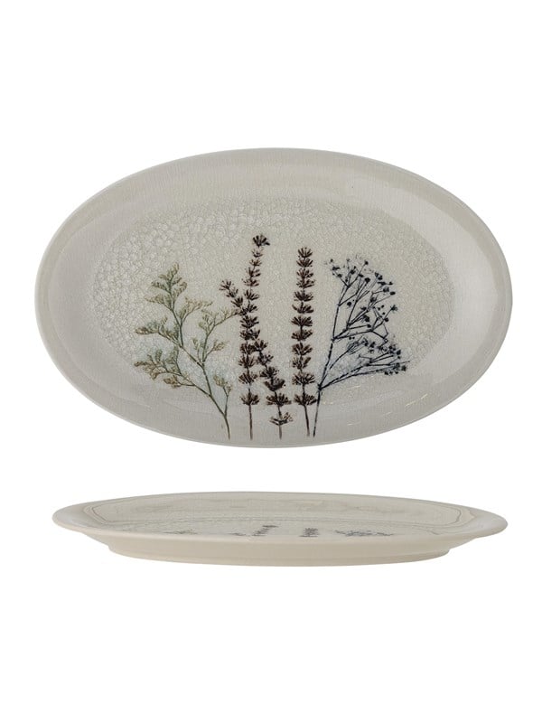 Bloomingville - Bea Serveringsfad, Natur, Stentøj, L28,5xH2xW18 cm
