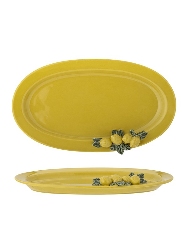 Bloomingville - Limone Serveringsfad, Gul, Stentøj, L36xH5xW21 cm