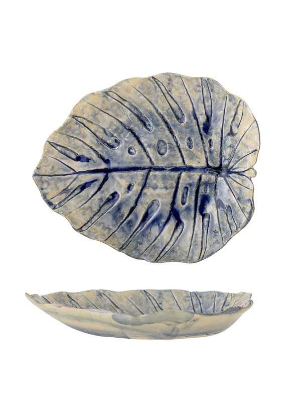 Bloomingville - Rowan Serveringsfad, Blå, Stentøj, L32,5xH4,5xW26,5 cm