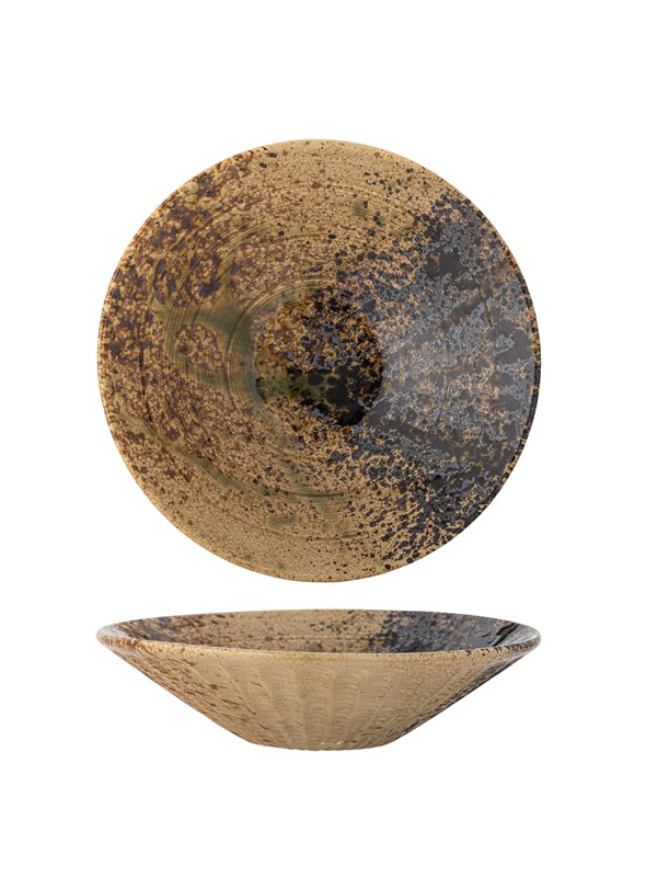 Bloomingville - Larken Serveringsfad, Multifarvet, Stentøj, D25xH6,5 cm