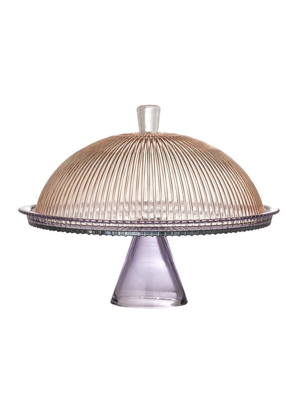 Bloomingville - Tayo Kagefad m/låg, Multifarvet, Glas - Ø32 Ã H24,5 cm
