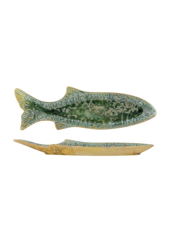 Bloomingville - Hadden Serveringsfad, Grøn, Stentøj, L42xH3,5xW13 cm