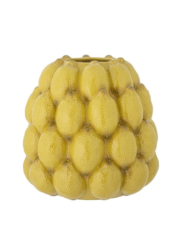 Creative Collection - Limone Citron Vase - Gul - Stentøj - H 22 Cm