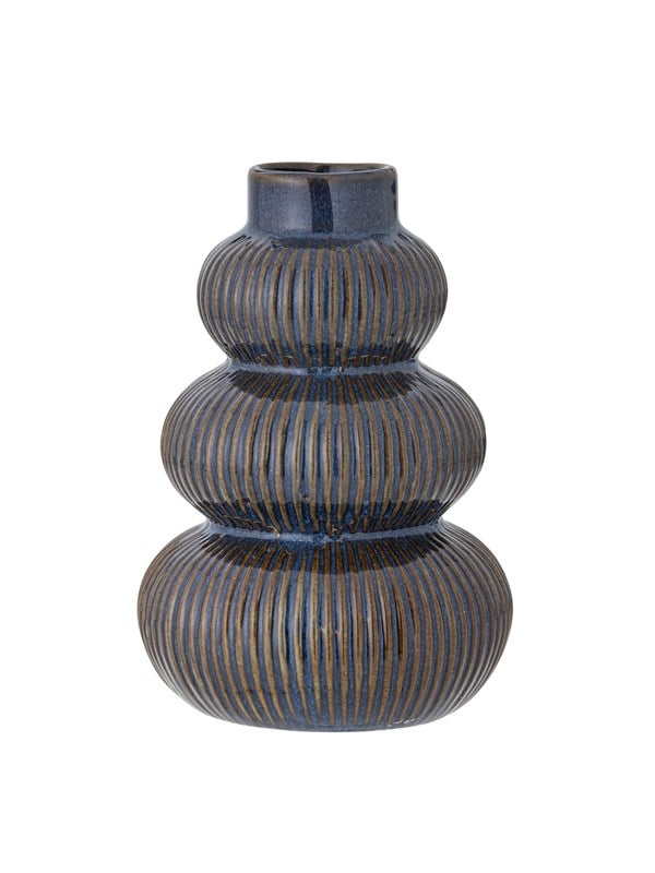 Bloomingville - Myrtle Vase, Blå, Stentøj, D14xH20 cm