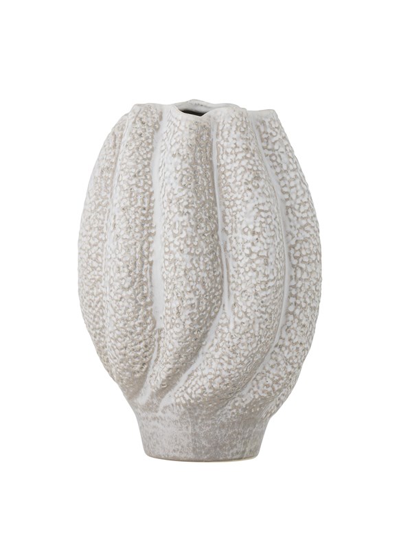 Bloomingville - Cove Vase, Hvid, Stentøj - Ø19,5 Ã H28 cm