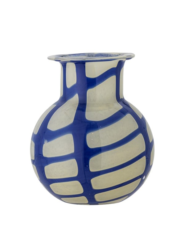 Bloomingville - Kiran Vase - Blå - Glas - H 19 Cm