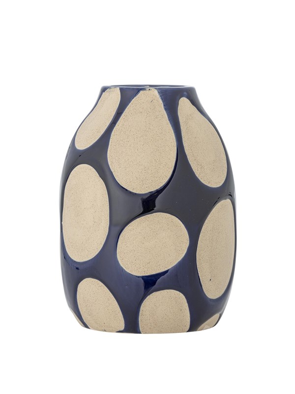 Bloomingville - Bashir Vase, Blå, Stentøj - Ø14,5 Ã H20 cm