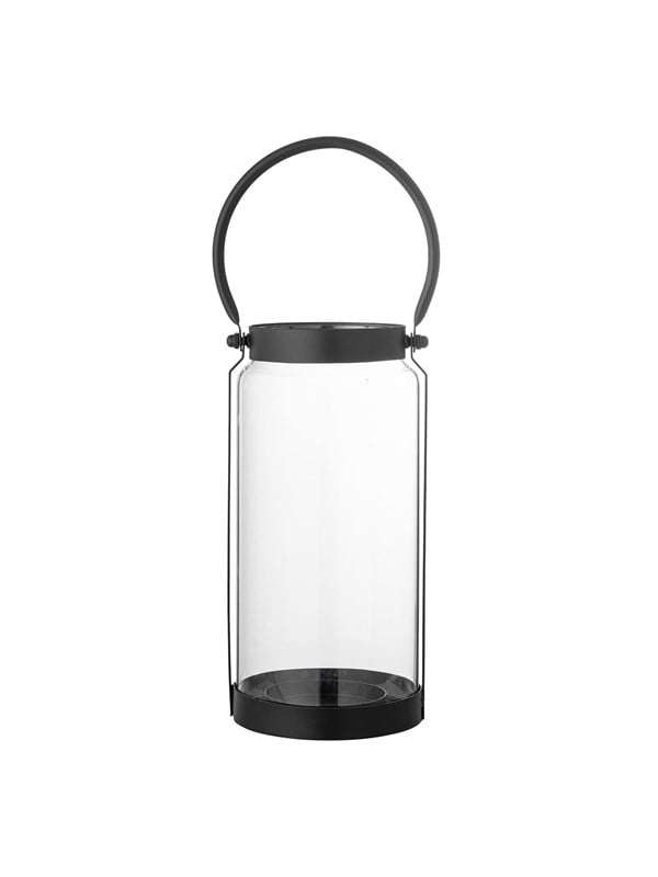 Fyrfads- og lysestage Bloomingville Danila sort glas Ø13,5 x H26 cm med håndtag