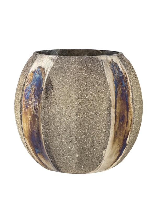 Bloomingville - Felecia Fyrfadsstage, Guld, Genanvendt Glas - Ø10 Ã H10 cm