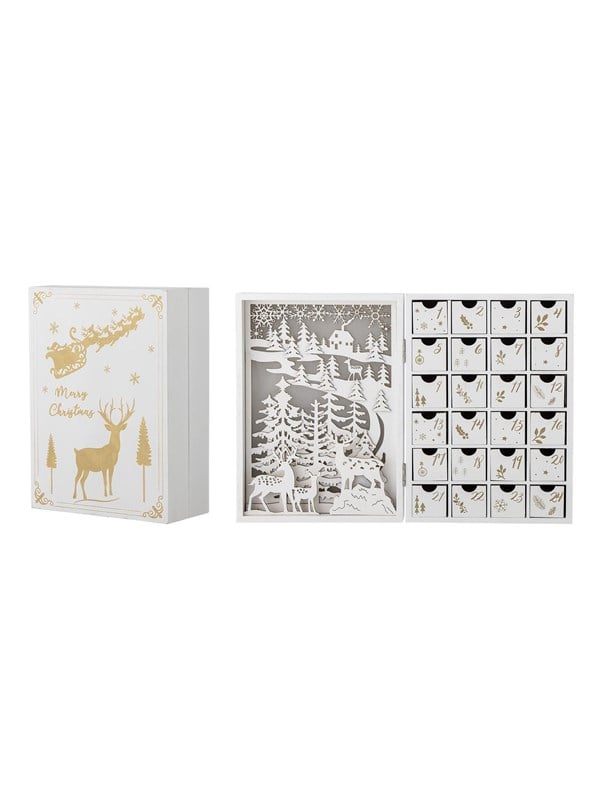 Bloomingville - Elimar Kalender m/lys, Hvid, Krydsfiner - L20 Ã H29 Ã B10 cm
