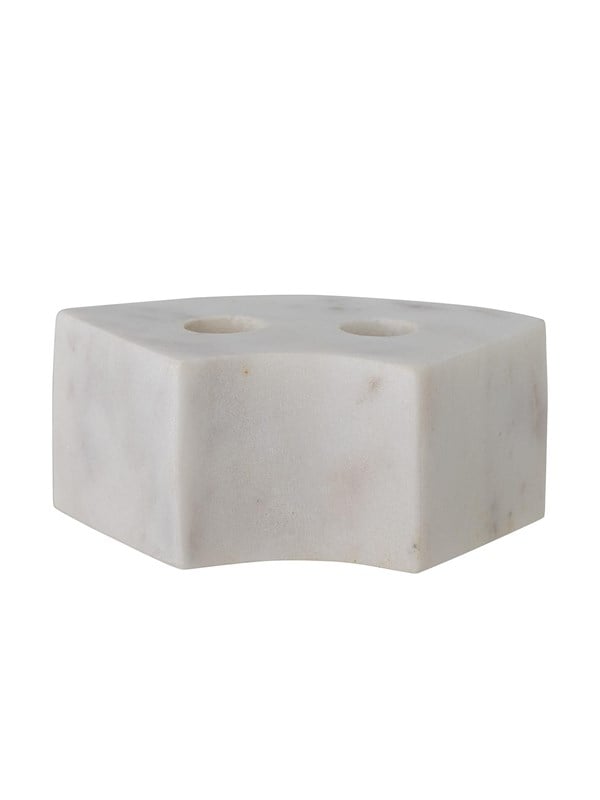 Bloomingville - Florida Lysestage, Hvid, Marmor - L14,5 Ã H6 Ã B7,5 cm