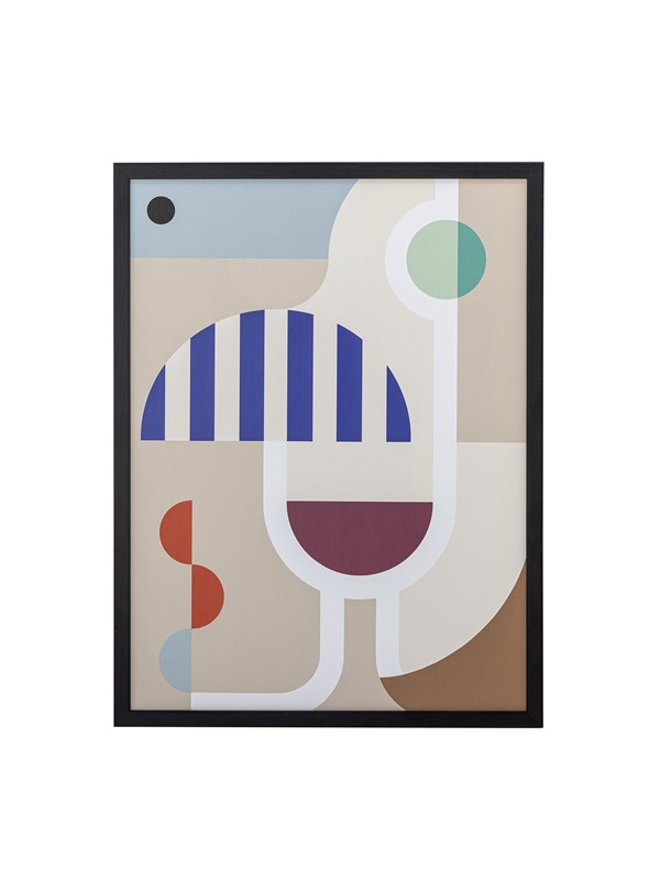 Bloomingville Plakat Med Ramme - Vin Illustration - Fyrretræ