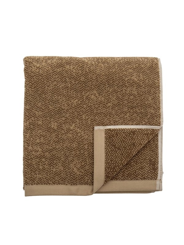 Badehåndklæde Bloomingville Kahla 100% bomuld 70x140 cm brun - blødt håndklæde med vævet mønster
