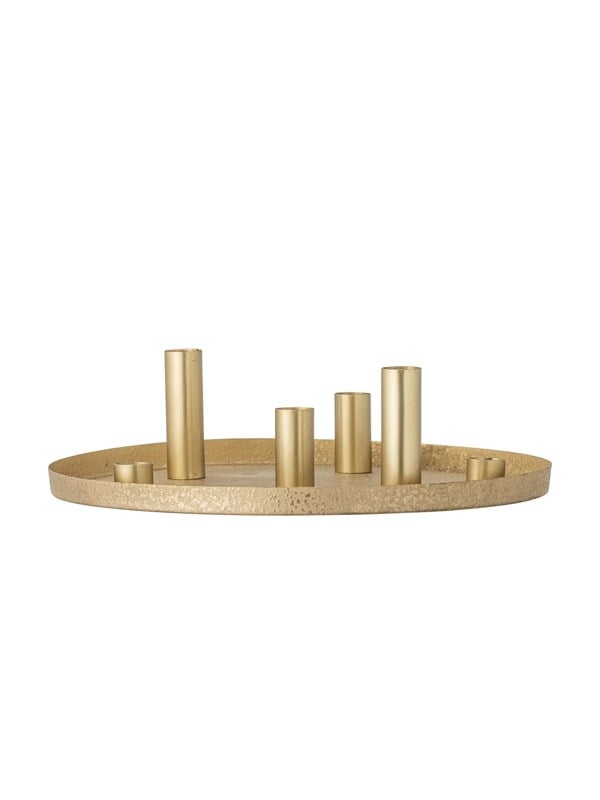 Bloomingville - Maxime Lysestage, Guld, Metal, D30xH8 cm, Set of 7