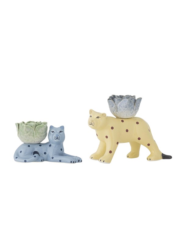 Bloomingville - Rory Lysestage, Multifarvet, Stentøj, L14xH8,5xW7/L18xH13,5xW7,5 cm, Set of 2
