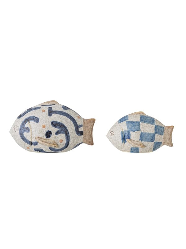 Bloomingville - Eviaya Deko, Blå, Stentøj, L14,5xH8xW7/L18,5xH11,5xW9,5 cm, Set of 2