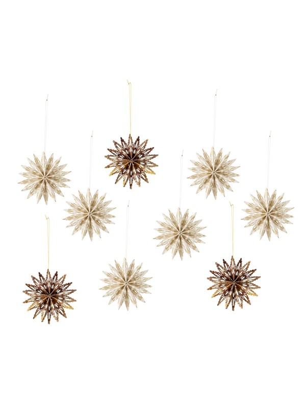 Bloomingville - Star Ornament Stjerner Sæt - Natur - Papir - 9 Dele