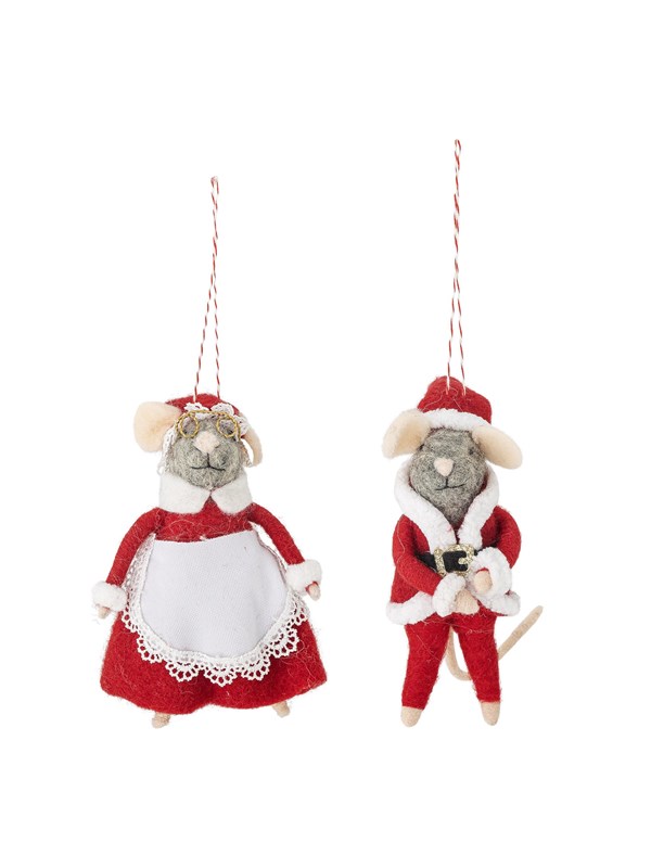 Bloomingville - Peo Ornament, Rød, Uld, L7xH12xW7 cm, Set of 2