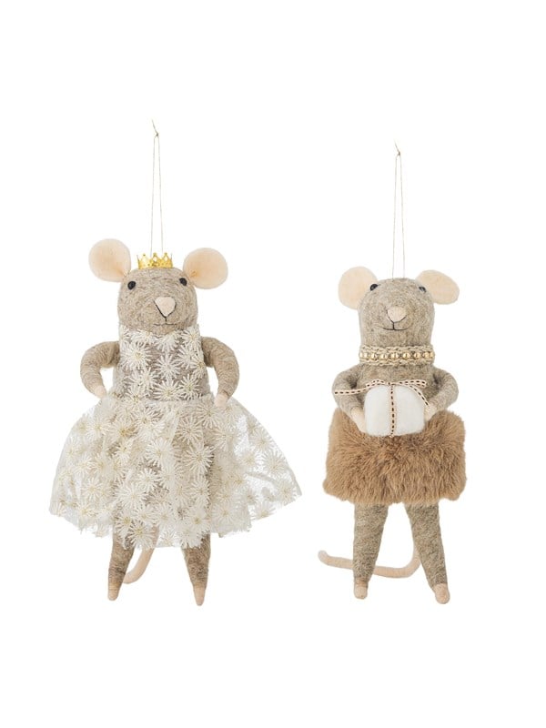 Bloomingville - Peo Ornament Julefigur Sæt - Brun - Uld - 2 Stk.