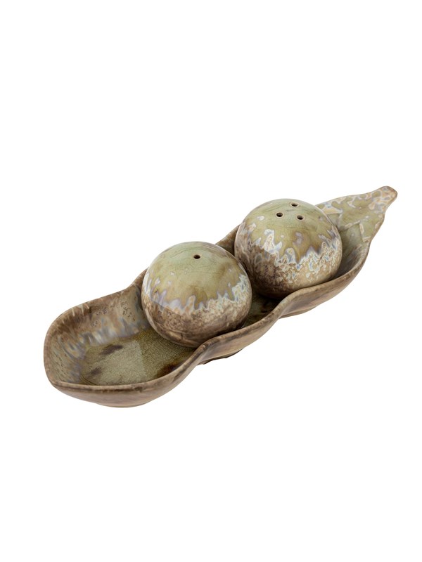 Bloomingville - Kayo Salt & Pebersæt, Grøn, Stentøj, L26xH8xW6 cm, Set of 3