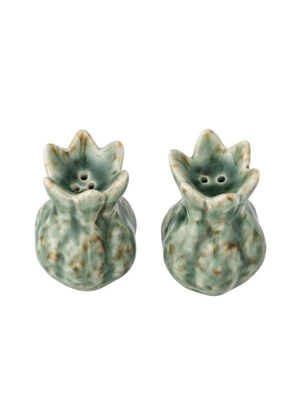 Bloomingville - Cyrill Salt & Pebersæt, Grøn, Stentøj, D5xH7 cm, Set of 2