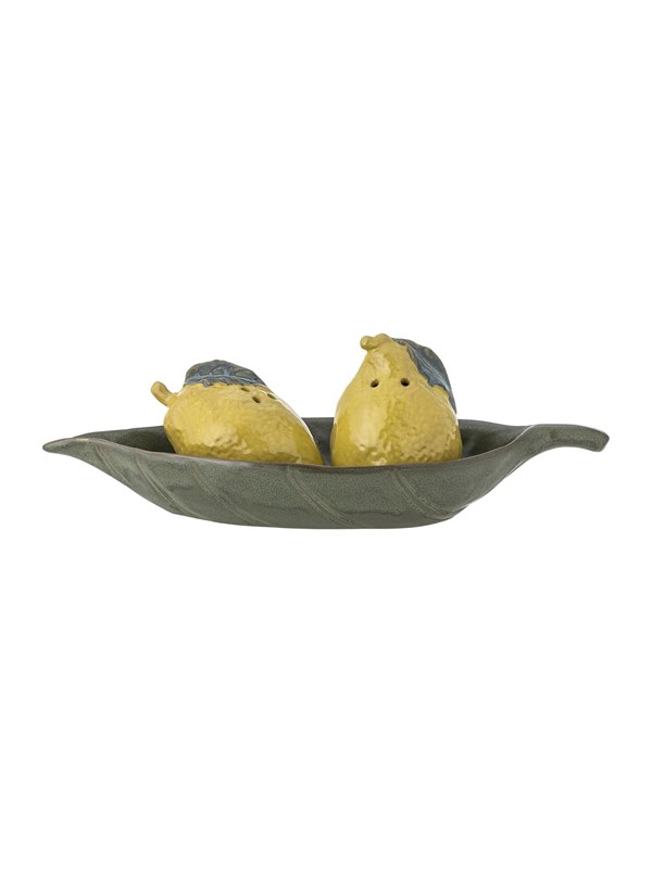 Bloomingville - Limone Salt & Pebersæt, Gul, Stentøj, L25,5xH8,5xW11 cm, Set of 3