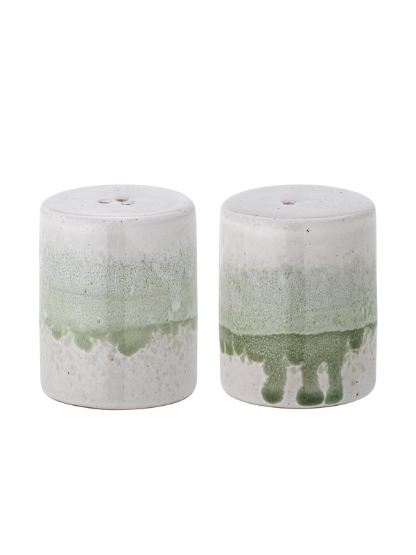 Bloomingville - Paula salt- og pebersæt, Grøn, Stentøj - Ø5 Ã H6 cm, sæt med 2
