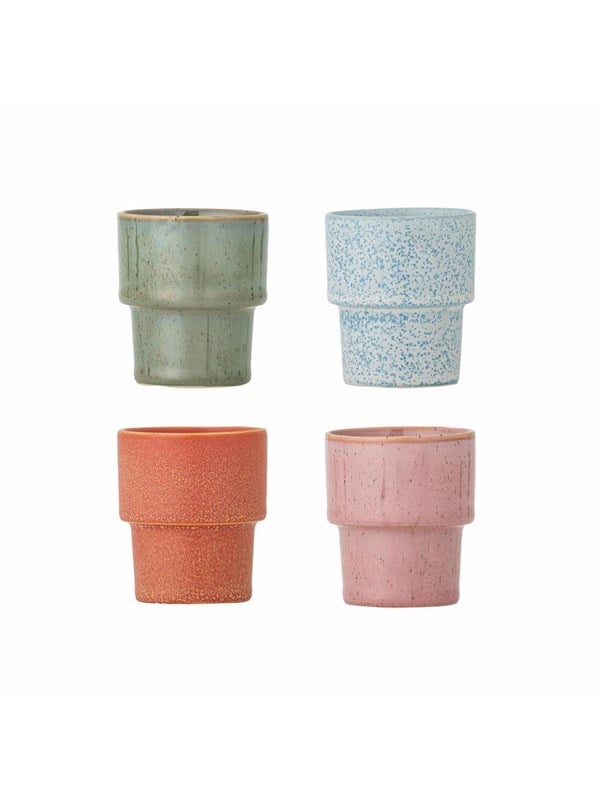 Bloomingville - Ewan Espressokop, Multifarvet, Stentøj, D6xH6,5 cm, Set of 4