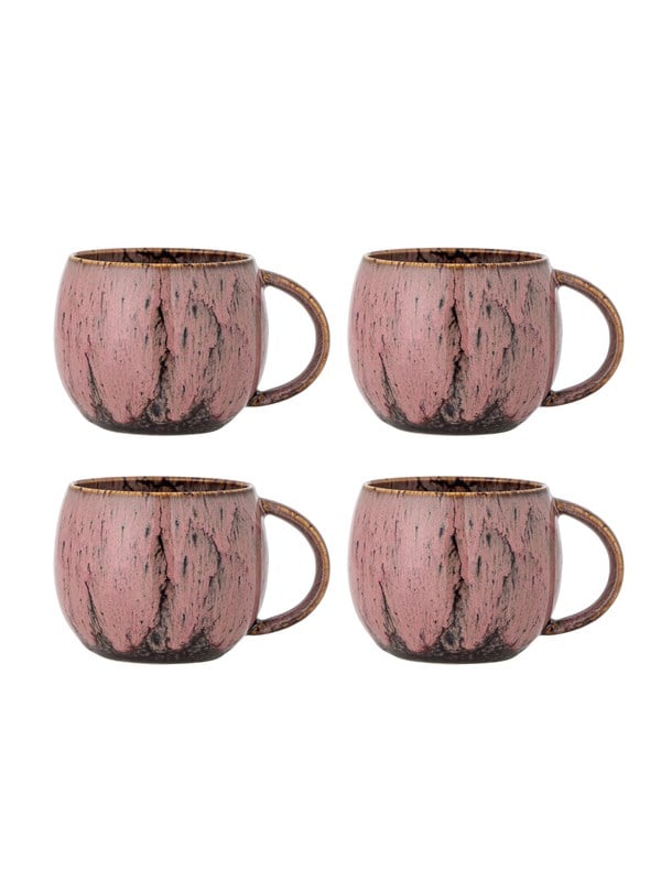 Creative Collection - Rayen Krus, Rosa, Stentøj - Ø10 Ã H8 cm, sæt med 4