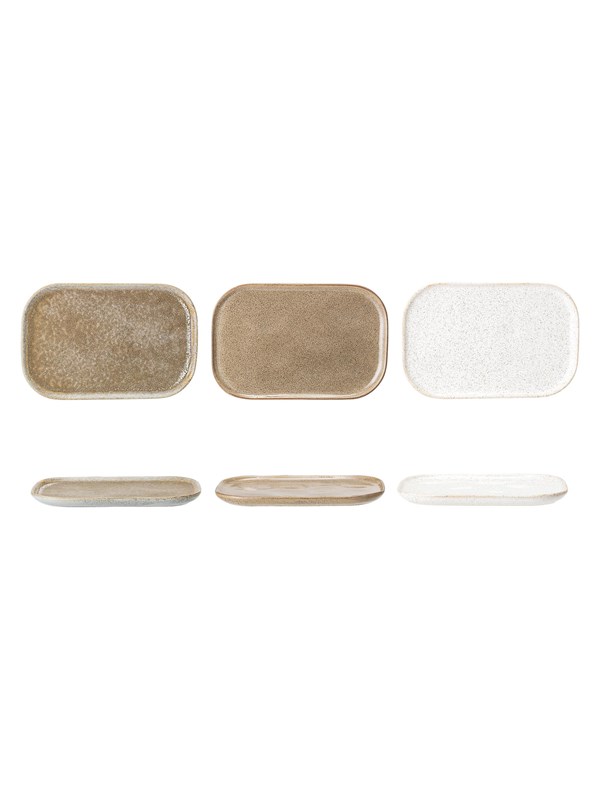 Bloomingville - Addison Tallerken, Grå, Stentøj - L22,5 Ã H1,5 Ã B14,5 cm, sæt med 3