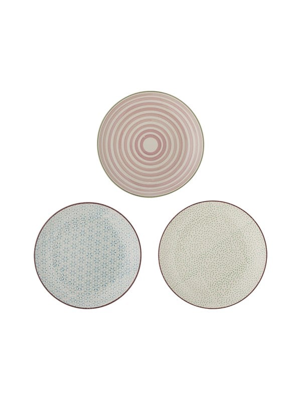 Bloomingville - Patrizia Tallerken, Multifarvet, Stentøj - Ø20 Ã H2,5 cm, sæt med 3